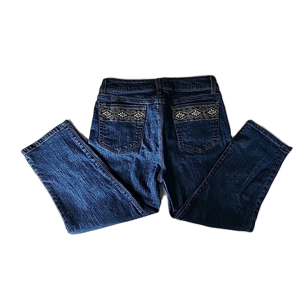 Miraclebody Womens 12 Jeans Straight Crop Slim Stretch Embroidered Mid-Rise EUC
